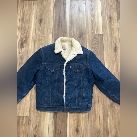 Levi's vintage San Francisco sherpa lined denim jean trucker jacket size 44L - Picture 6 of 7